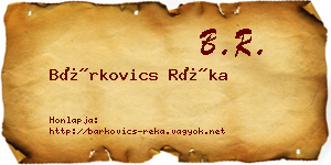 Bárkovics Réka névjegykártya